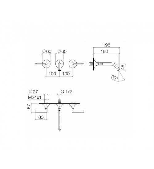 Dornbancht当代产品系列Vaia入墙式双把手面盆龙头 - 36712819