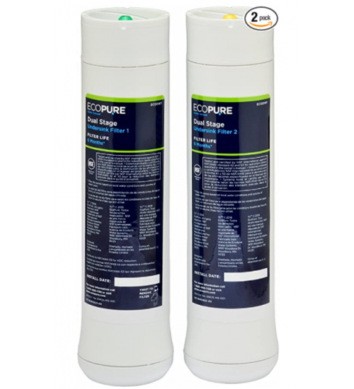 美国EcoPure怡口怡可飘更换滤芯 双联×4套