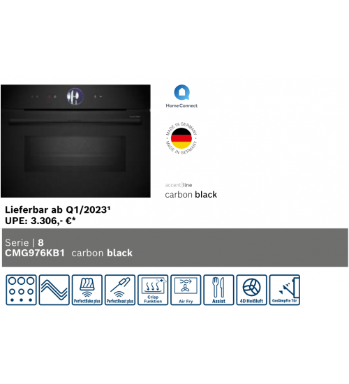 Bosch博世嵌入式CMG976KB1带微波功能的紧凑型烤箱