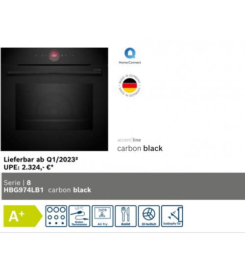 Bosch博世嵌入式HBG974LB1碳黑系列烤箱 带空气炸