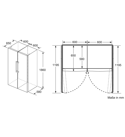Bosch博世独立式不锈钢对开门冰箱KAN95BIFP