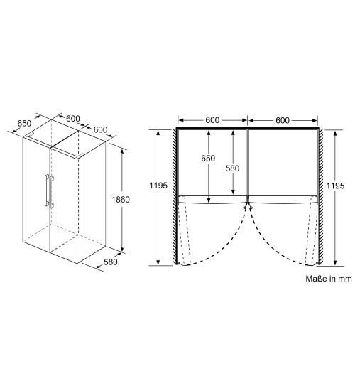 Bosch博世对开门独立式不锈钢冰箱KAN95VLFP