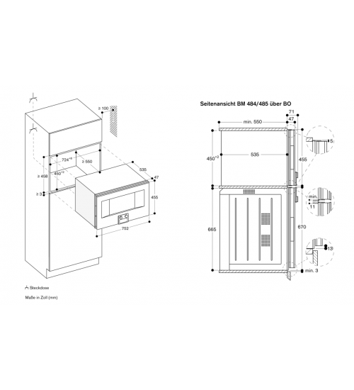 Gaggenau嘉格纳400系列BM485110嵌入式微波烤箱 左铰链
