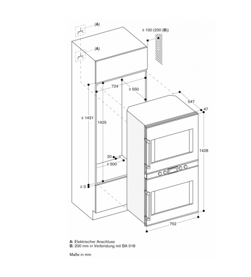 Gaggenau 嘉格纳 400系列BX480112嵌入式双烤箱76厘米 带把手 右铰链