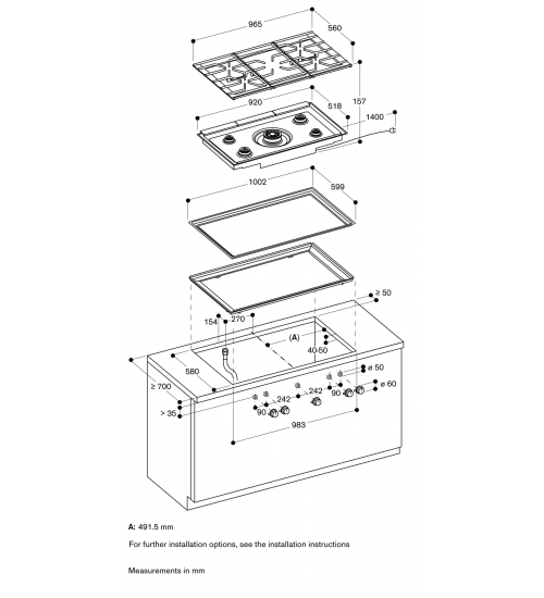 Gaggenau嘉格纳400系列嵌入式CG492111F五眼家用大功率燃气灶 100厘米