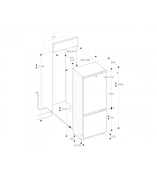 Gaggenau嘉格纳400系列Vario嵌入式冷藏冷藏冰箱冰柜RB472305