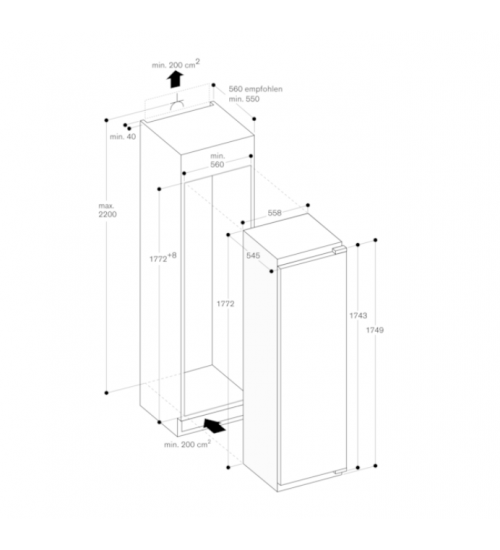 Gaggenau嘉格纳200系列嵌入式保鲜冷藏冷冻冰箱冰柜RT282204