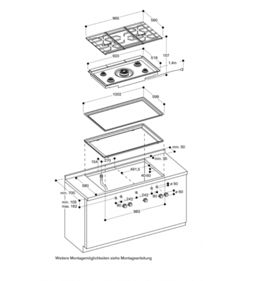 Gaggenau嘉格纳 400系列五眼嵌入式燃气灶 CG492211家用大功率