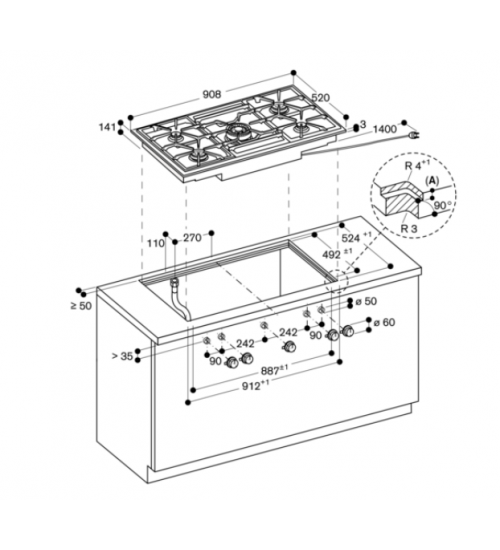 Gaggenau嘉格纳 400系列 VARIO燃气灶 VG491111 90厘米