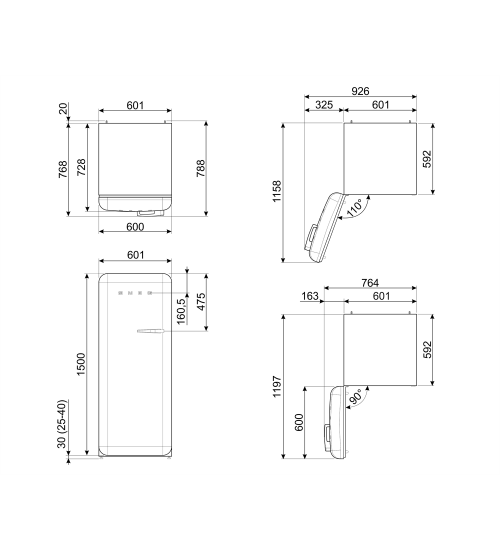 Smeg 冰箱FAB28LRD3大容量 复古冰箱 高颜值