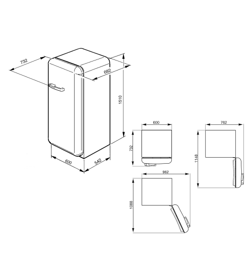 Smeg 冰箱FAB28RDBB3大容量 复古冰箱 高颜值
