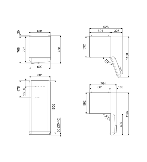 Smeg 冰箱FAB28RPB3大容量复古冰箱高颜值