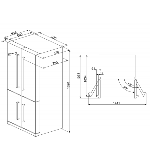 Smeg 冰箱 FQ60X2PE四门冰箱 无霜