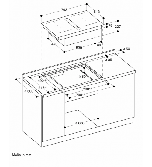Gaggenau嘉格纳200系列CV282101M嵌入式电磁炉 带下吸油烟机