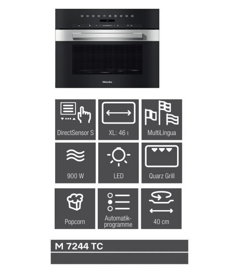  Miele 美诺 嵌入式M 7244 TC微波烤箱自动程序 爆米花功能