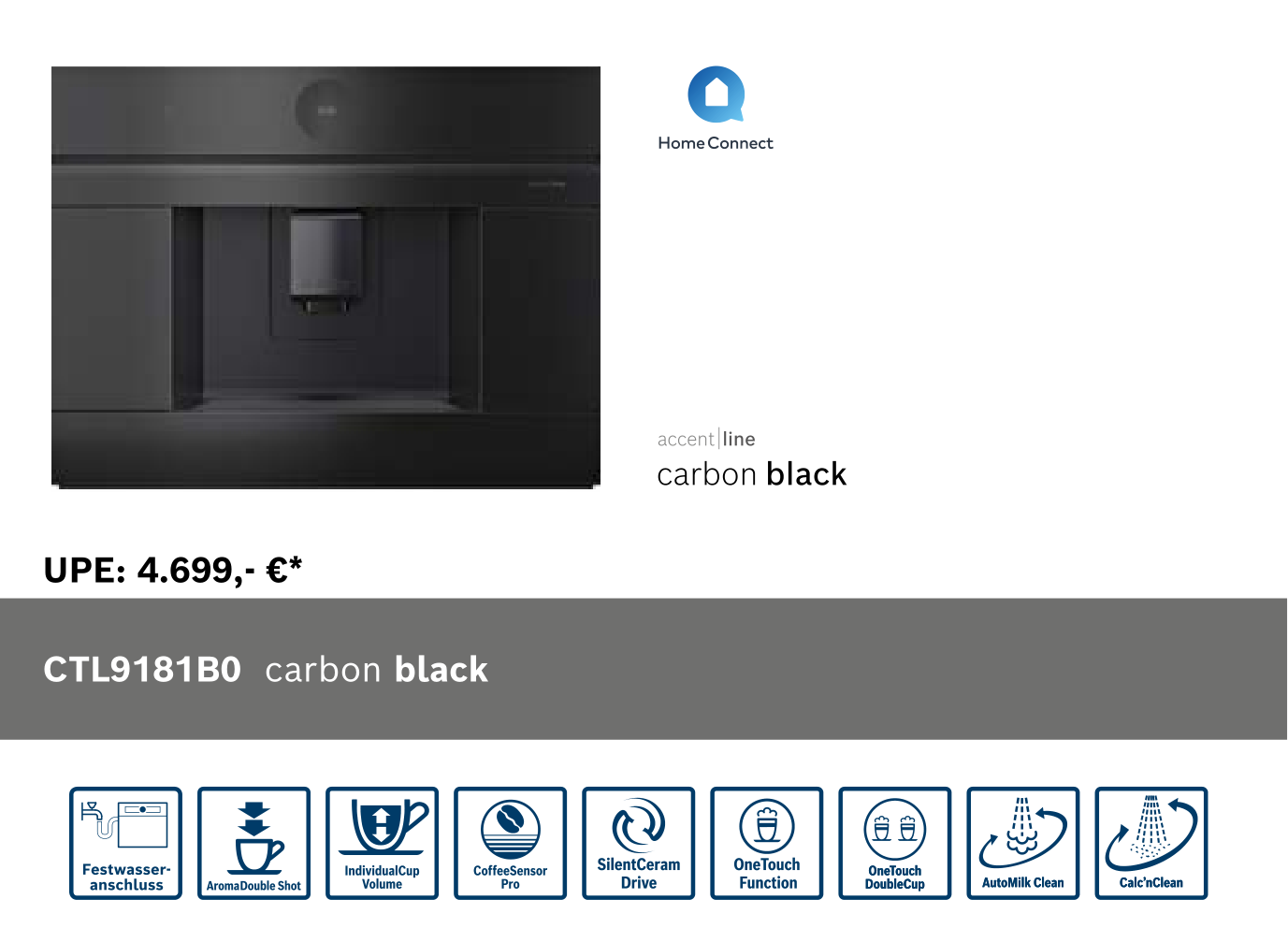 Bosch Serie 8 CTL7181B0 Robot Café Expresso Encastrable 19bars Noir Bosch Serie 8 CTL7181B0 Robot Café Expresso Encastrable 19bars Noir